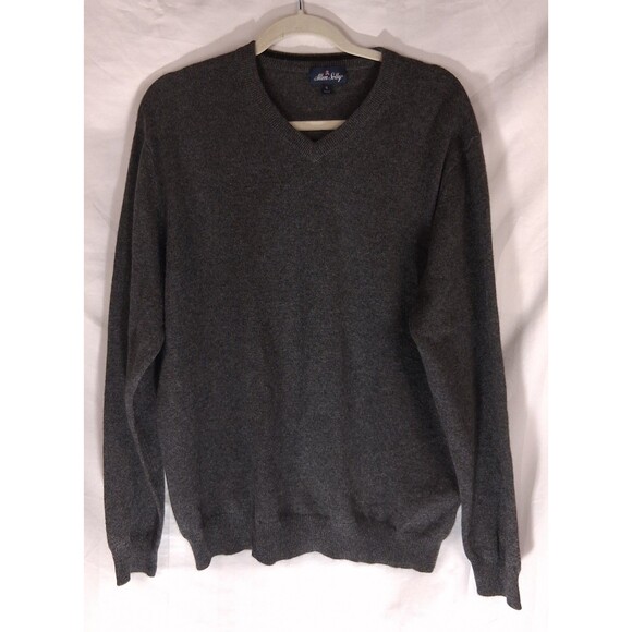 100% Cashmere Sweater Men's Allen Solly Size XL Gray V-neck - Picture 1 of 11